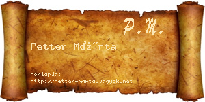 Petter Márta névjegykártya